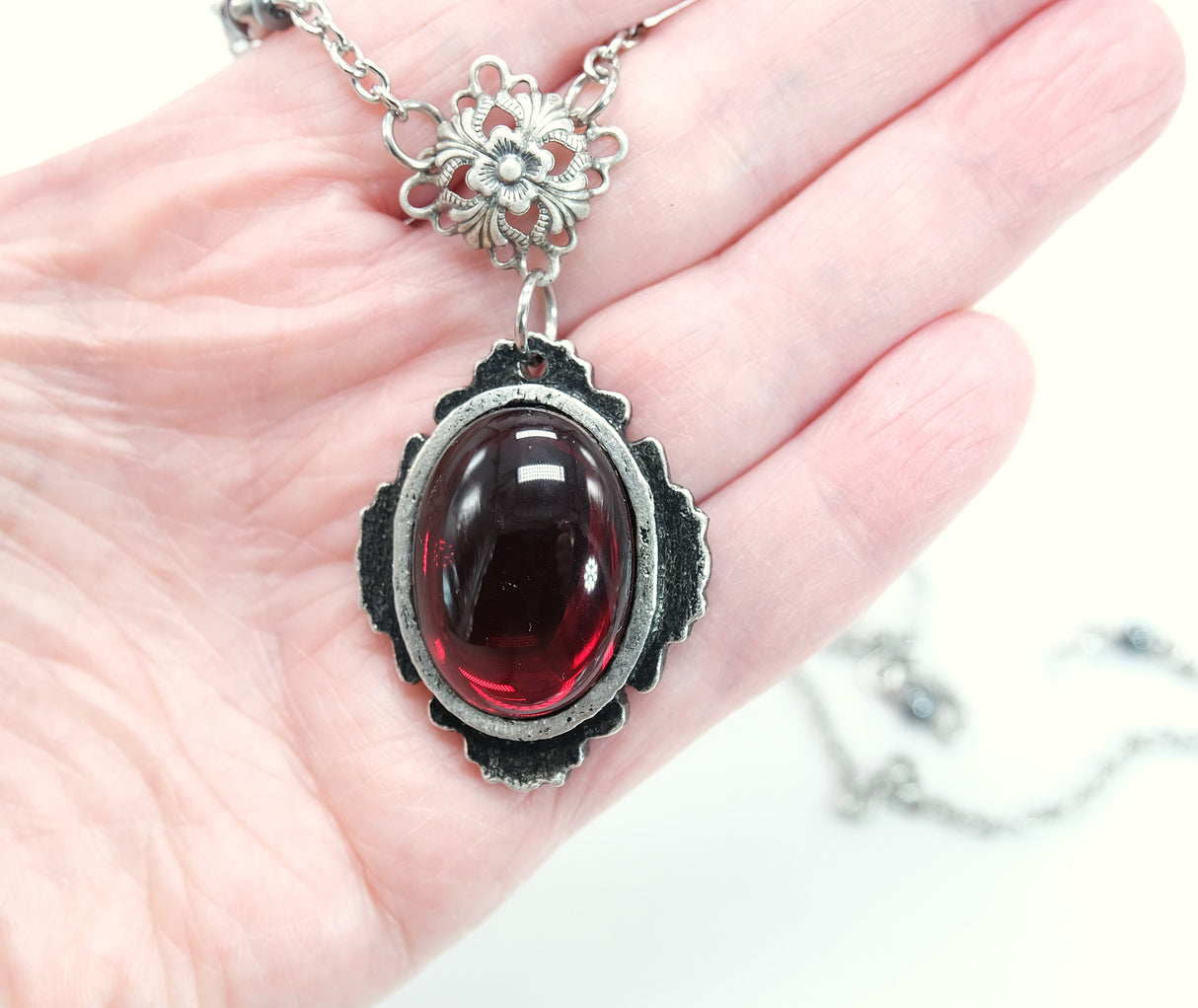Dark Red Vampiric Amulet Necklace