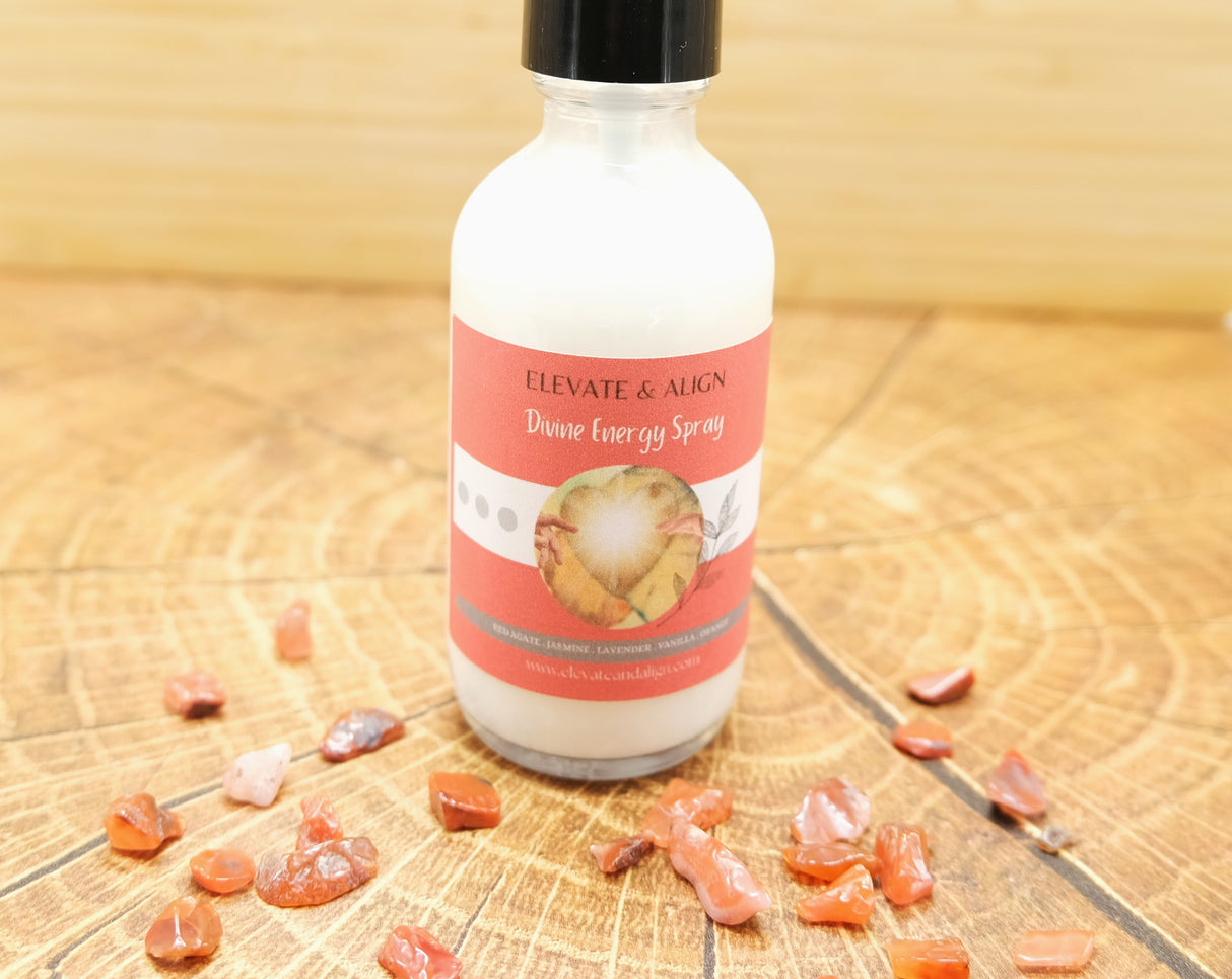 Divine Energy Intention Crystal Perfume Spray | Ritual Spray | With Red Agate Crystals | Smudge Spray | Reiki Charged