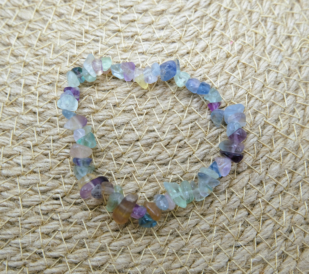 Natural Fluorite Gemstone Chip Stretch Bracelet