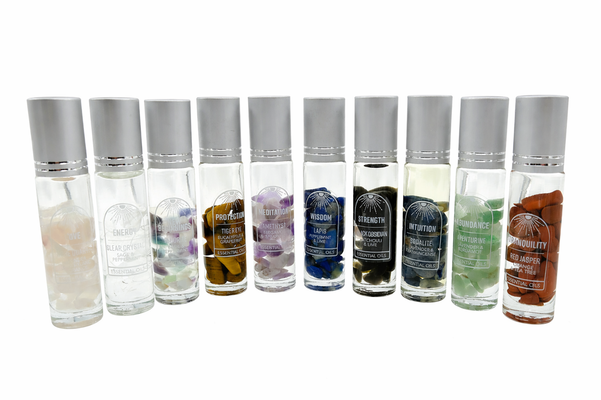 Gemstone Essential Oil Intention Crystal Roll‑On Perfumes