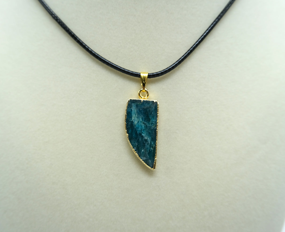 Gold Leafed Apatite Horn Pendant Necklace
