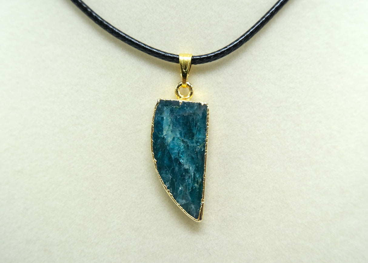 Gold Leafed Apatite Horn Pendant Necklace