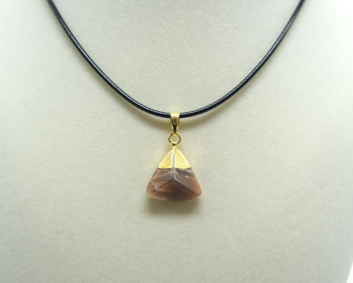 Gold Leafed Sunstone Triangle Pendant Necklace