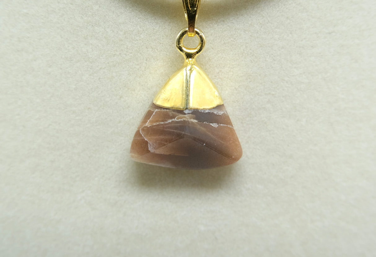 Gold Leafed Sunstone Triangle Pendant Necklace