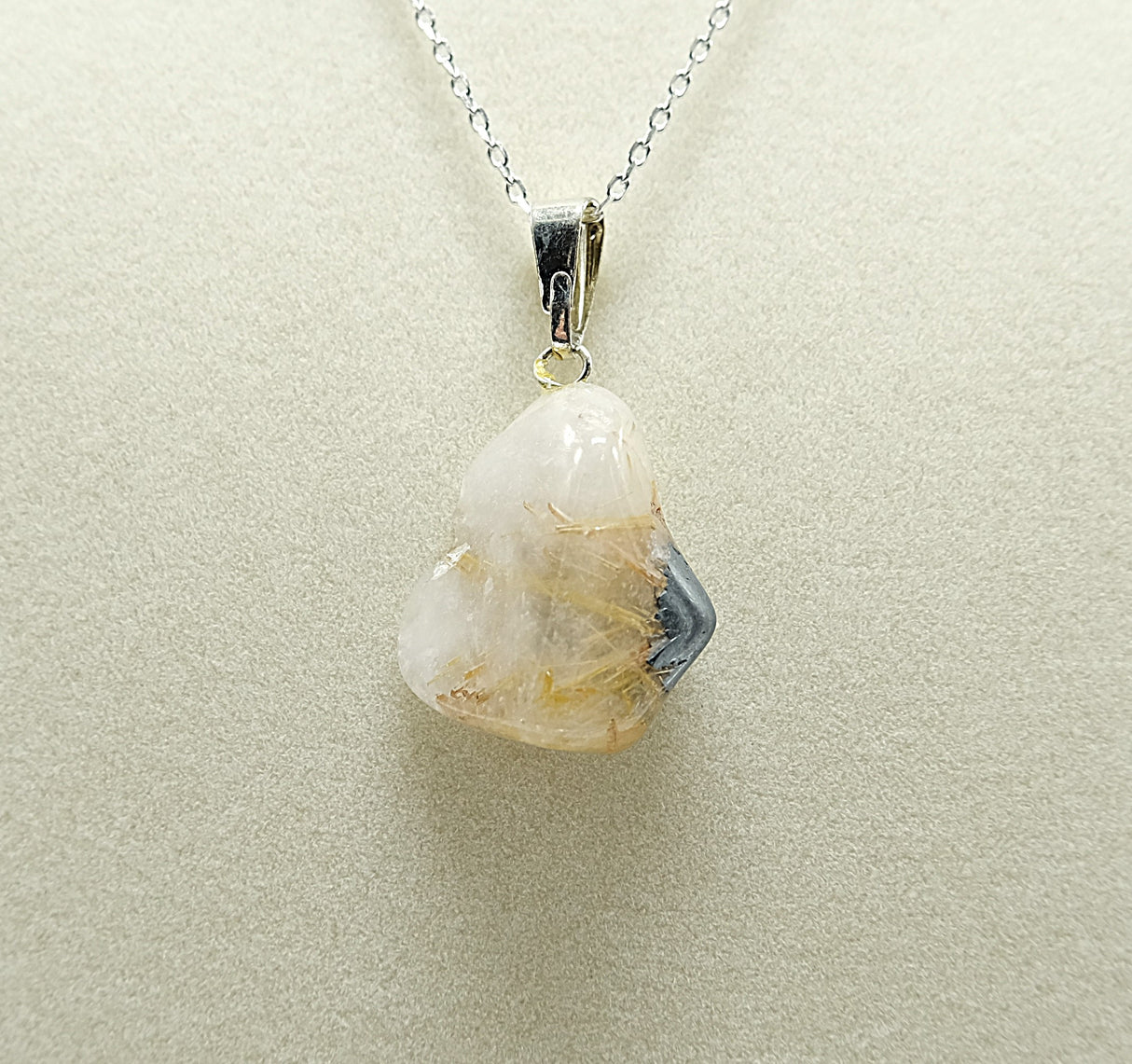 Golden Rutile Polished Pendant Necklace