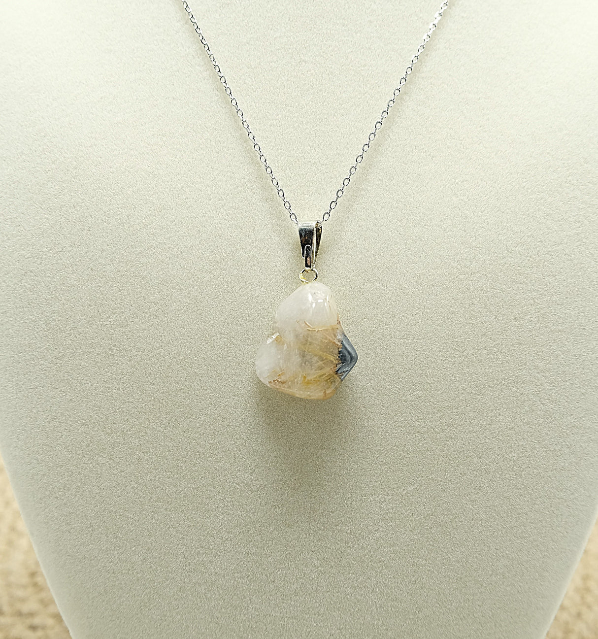Golden Rutile Polished Pendant Necklace