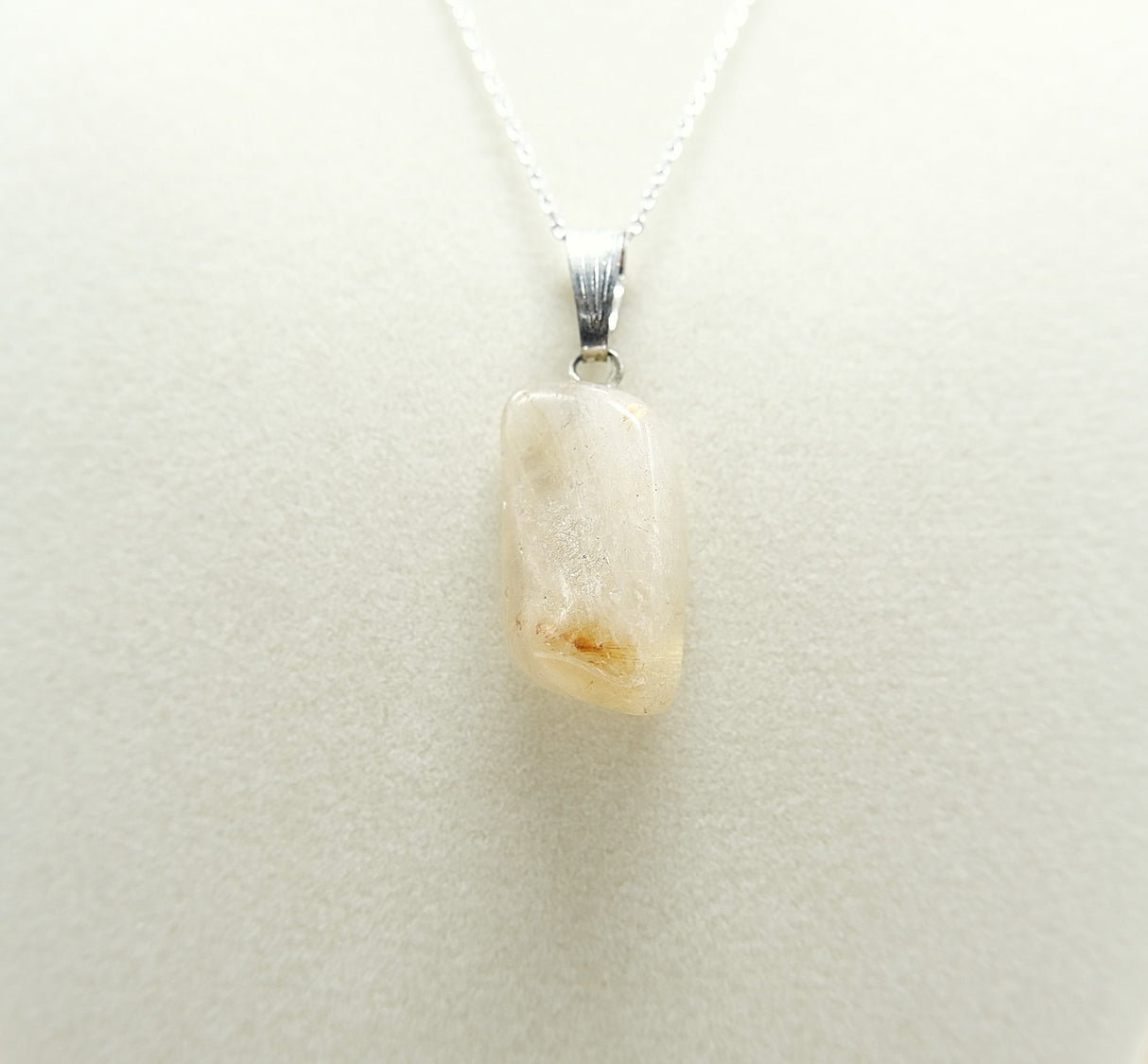 Golden Rutile Polished Pendant Necklace