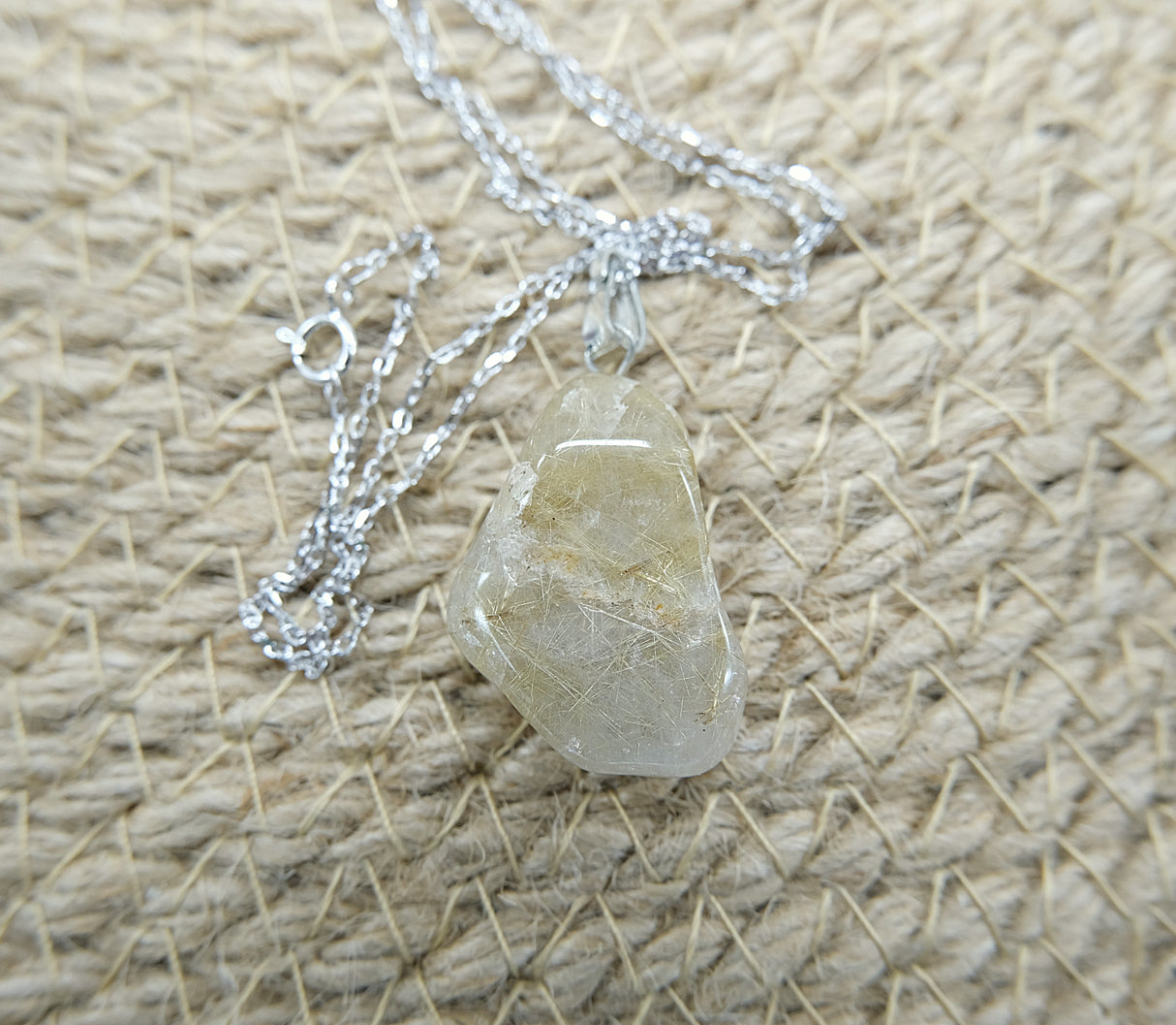 Golden Rutile Polished Pendant Necklace