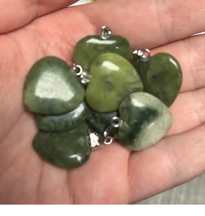 Natural Green Nephrite Jade Heart Pendant Necklace | Green Nephrite Jade Jewelry