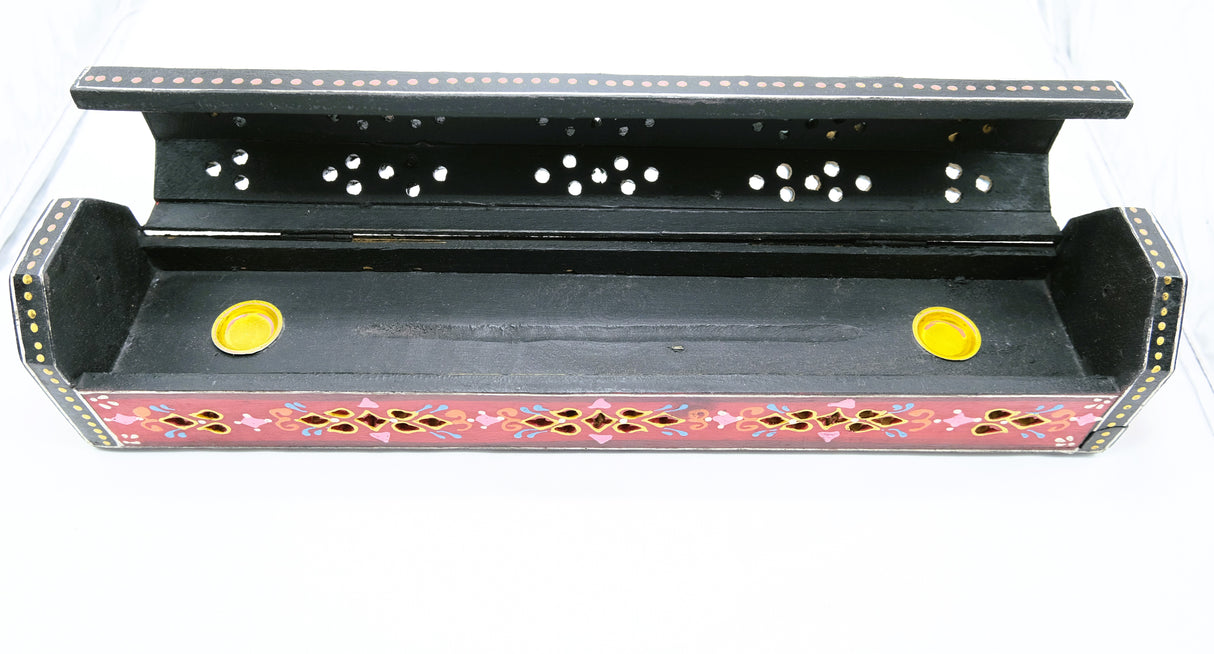 Hand Painted Wooden Incense Burner Box | Coffin Incense Box | Incense Burner