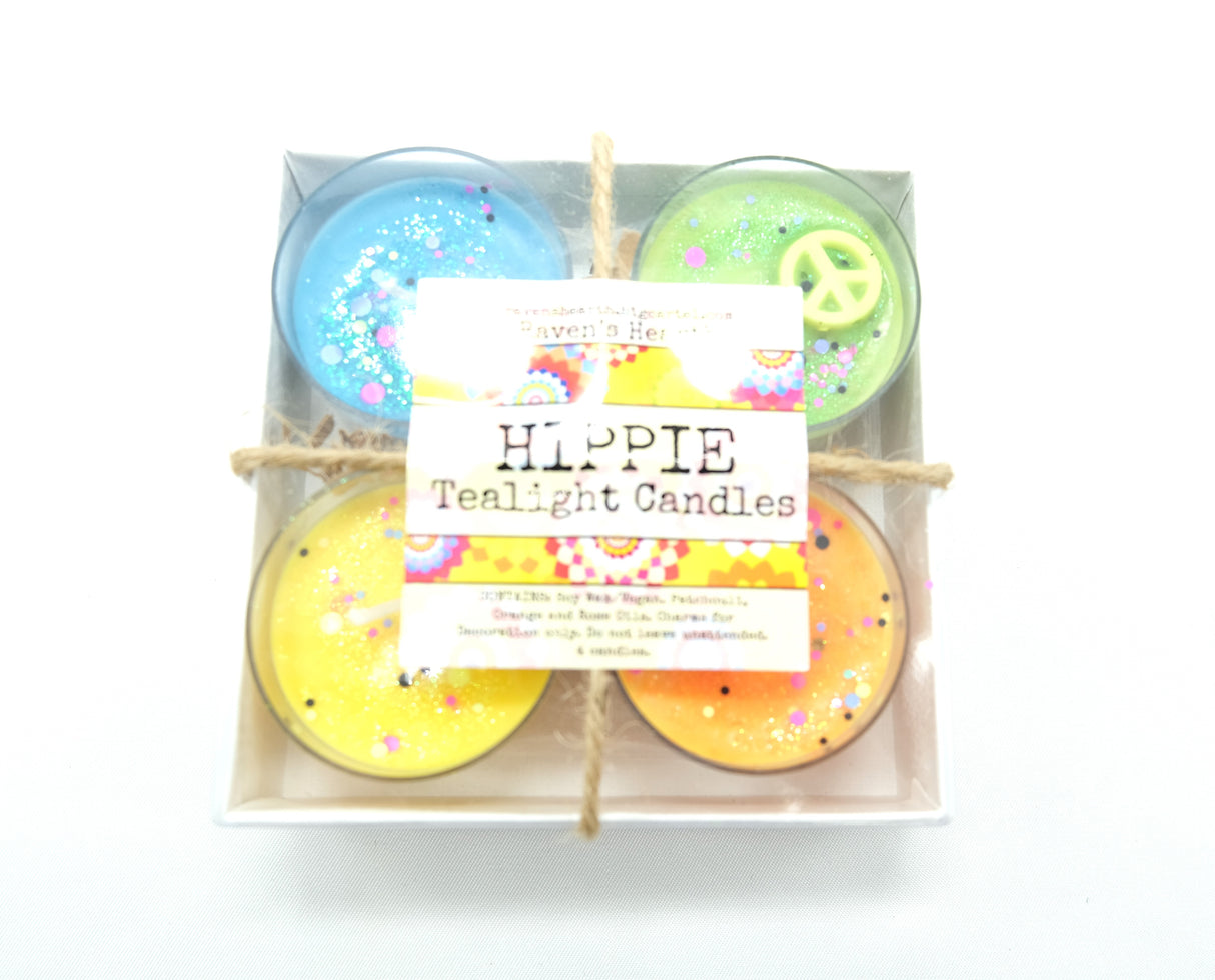 Hippie Scented Tealight Candles | Patchouli, Orange, Sandalwood, and Rose | Vegan | Soy Candles