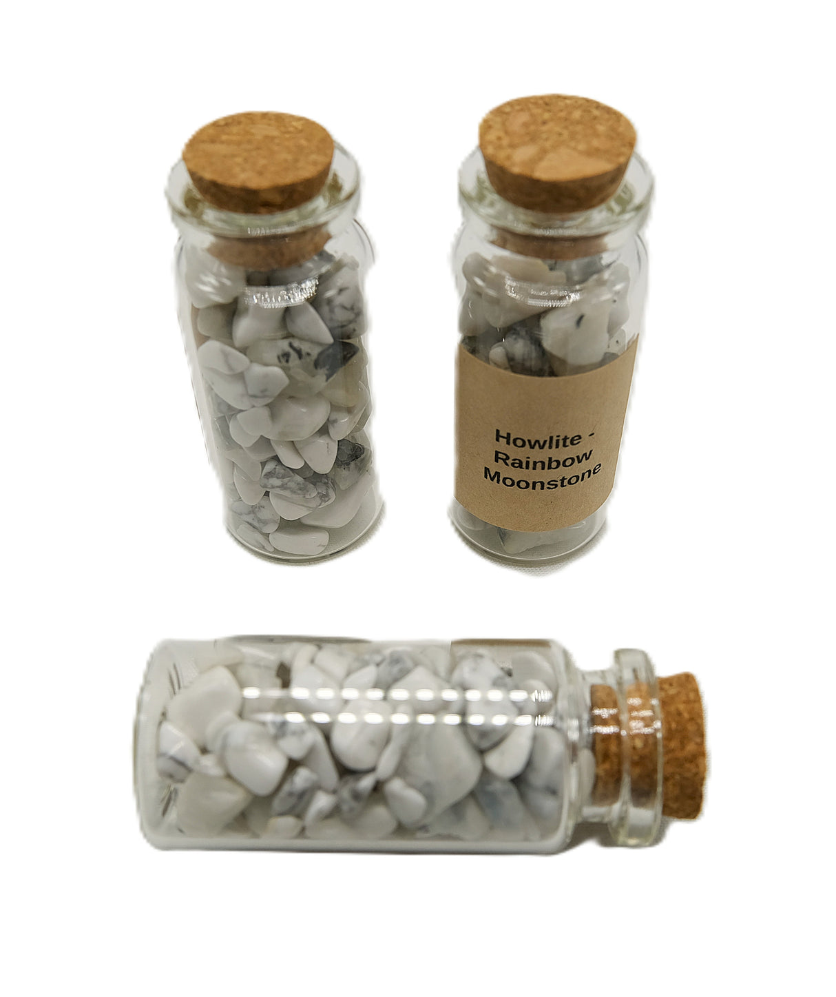 Crystal Chip Combo Bottle | Carnelian/Red Jasper or Howlite/Rainbow Moonstone