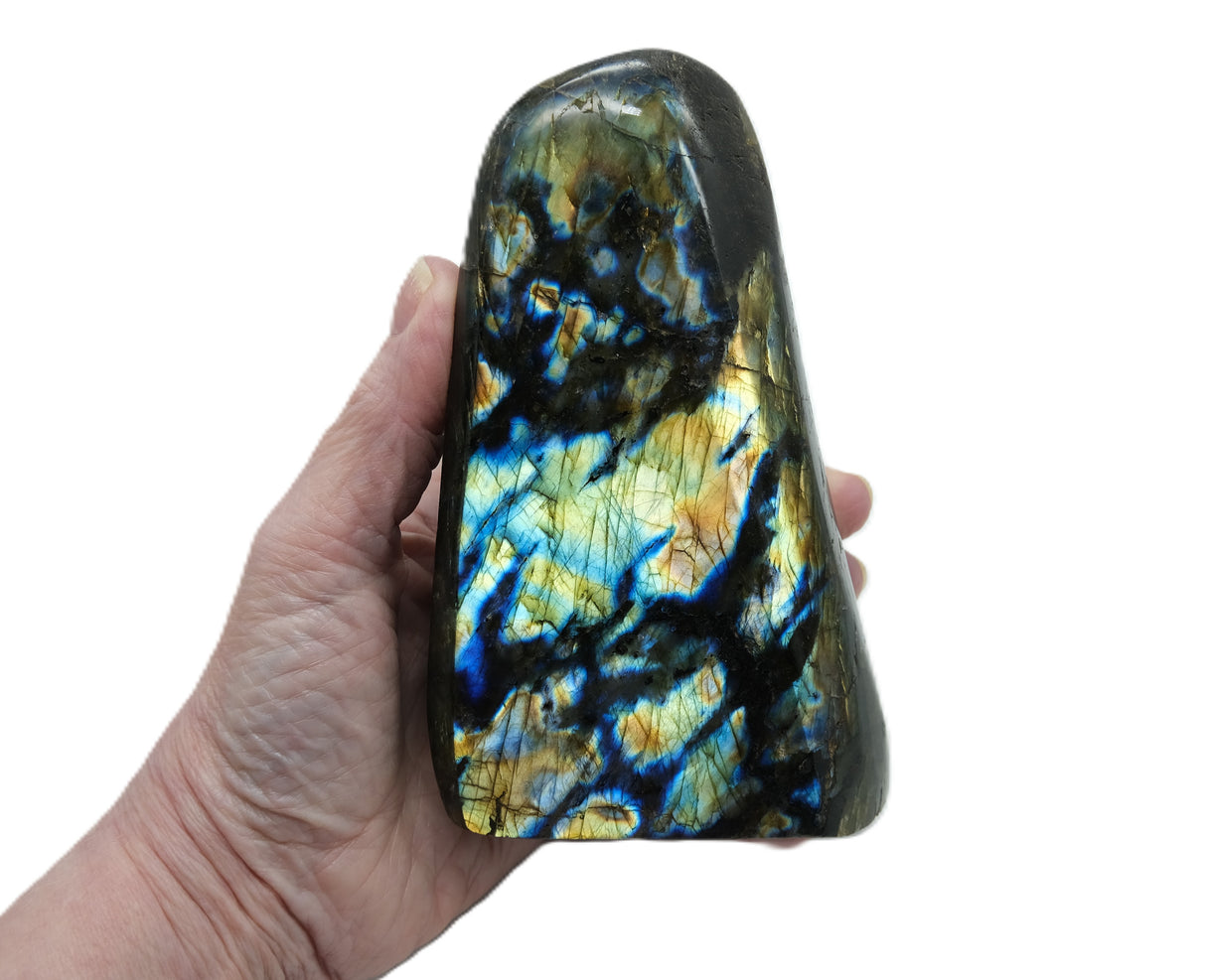 Large Polished Labradorite | 928 g | Standing Flat Base