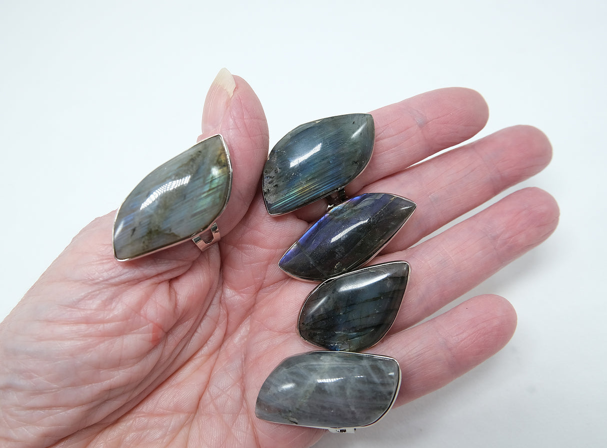 Labradorite Large Adjustable Ring | High Flash