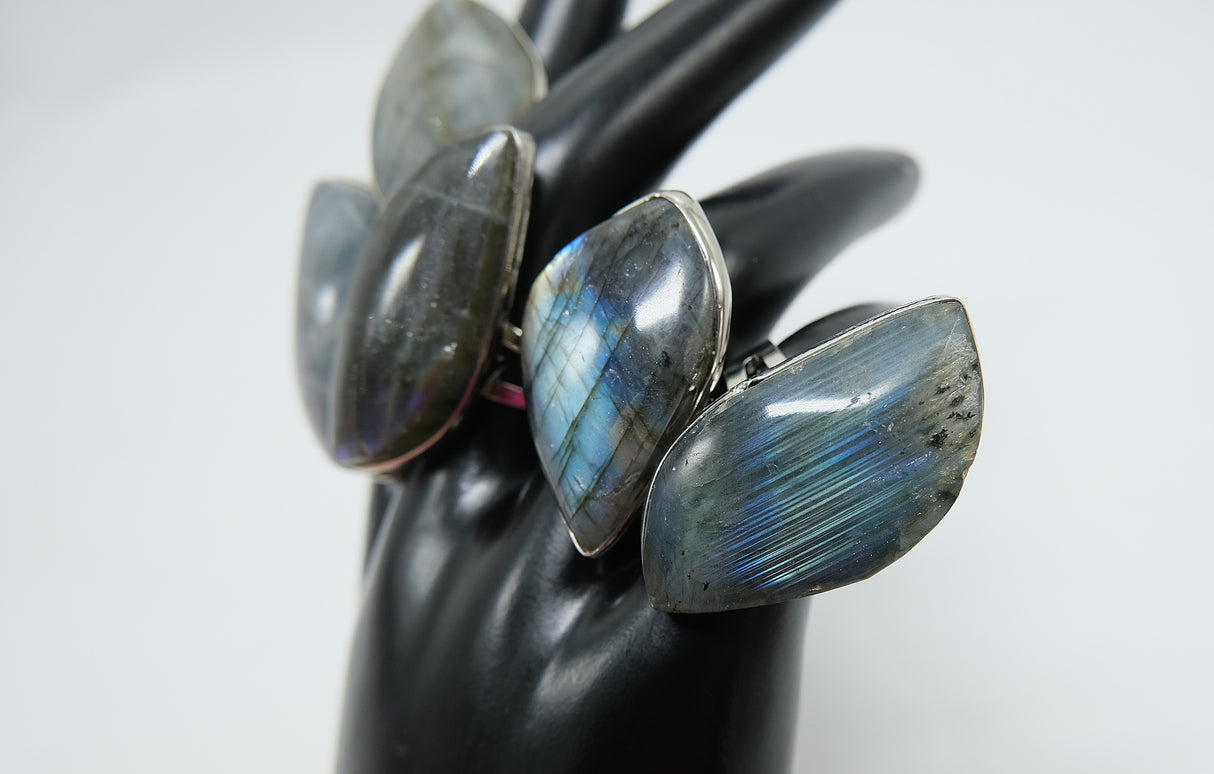 Labradorite Large Adjustable Ring | High Flash