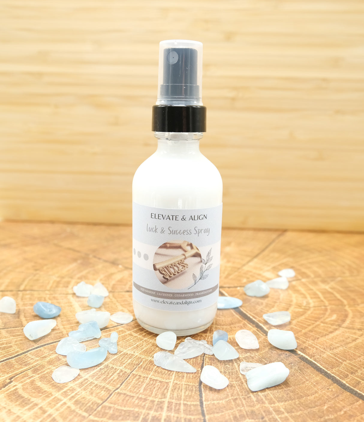 Luck and Success Intention Crystal Perfume Spray | Ritual Spray | With Aquamarine Crystals | Smudge Spray | Reiki Charged