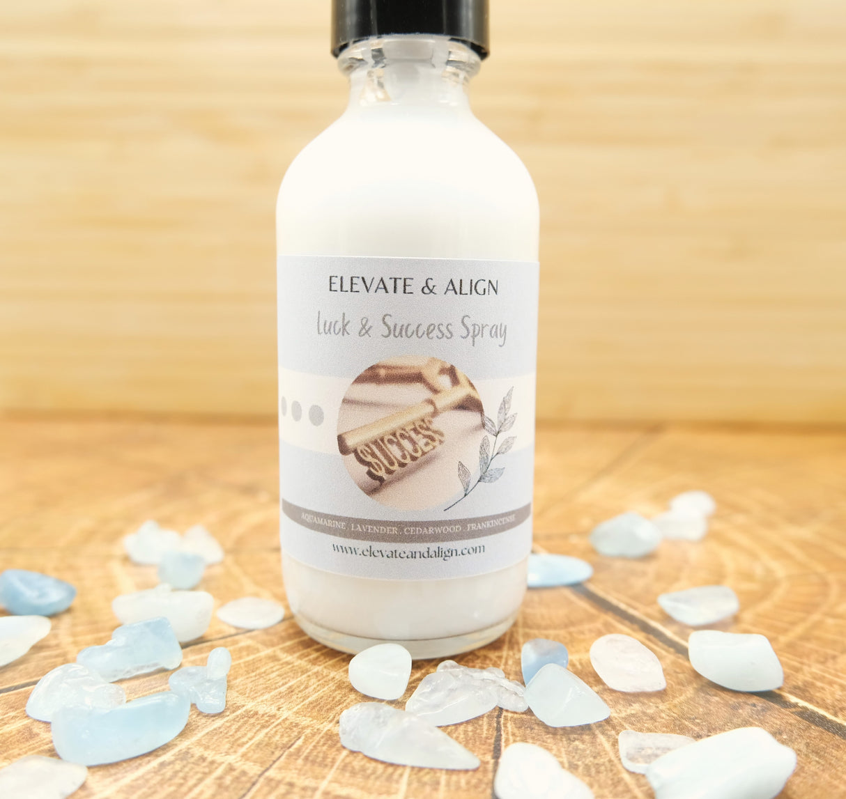 Luck and Success Intention Crystal Perfume Spray | Ritual Spray | With Aquamarine Crystals | Smudge Spray | Reiki Charged