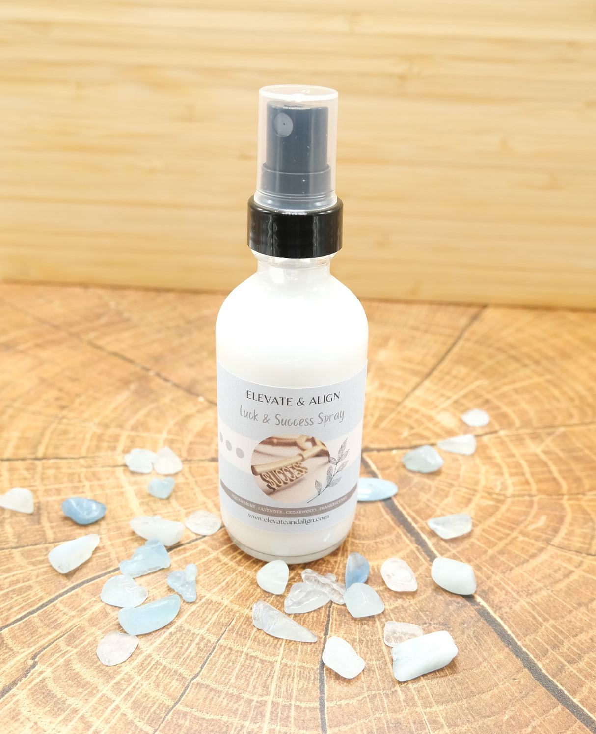 Luck and Success Intention Crystal Perfume Spray | Ritual Spray | With Aquamarine Crystals | Smudge Spray | Reiki Charged