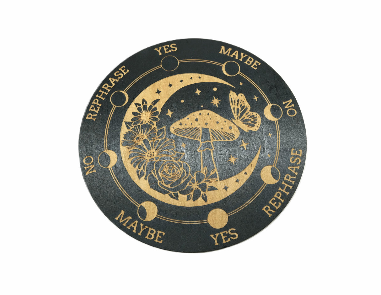 Mushroom And Moon 5.9 Inch Wood Pendulum Board
