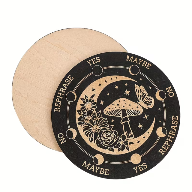 Mushroom And Moon 5.9 Inch Wood Pendulum Board