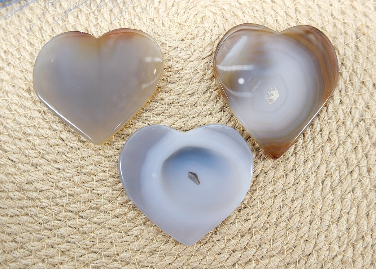 Natural Polished Heart Shaped Agate Slices