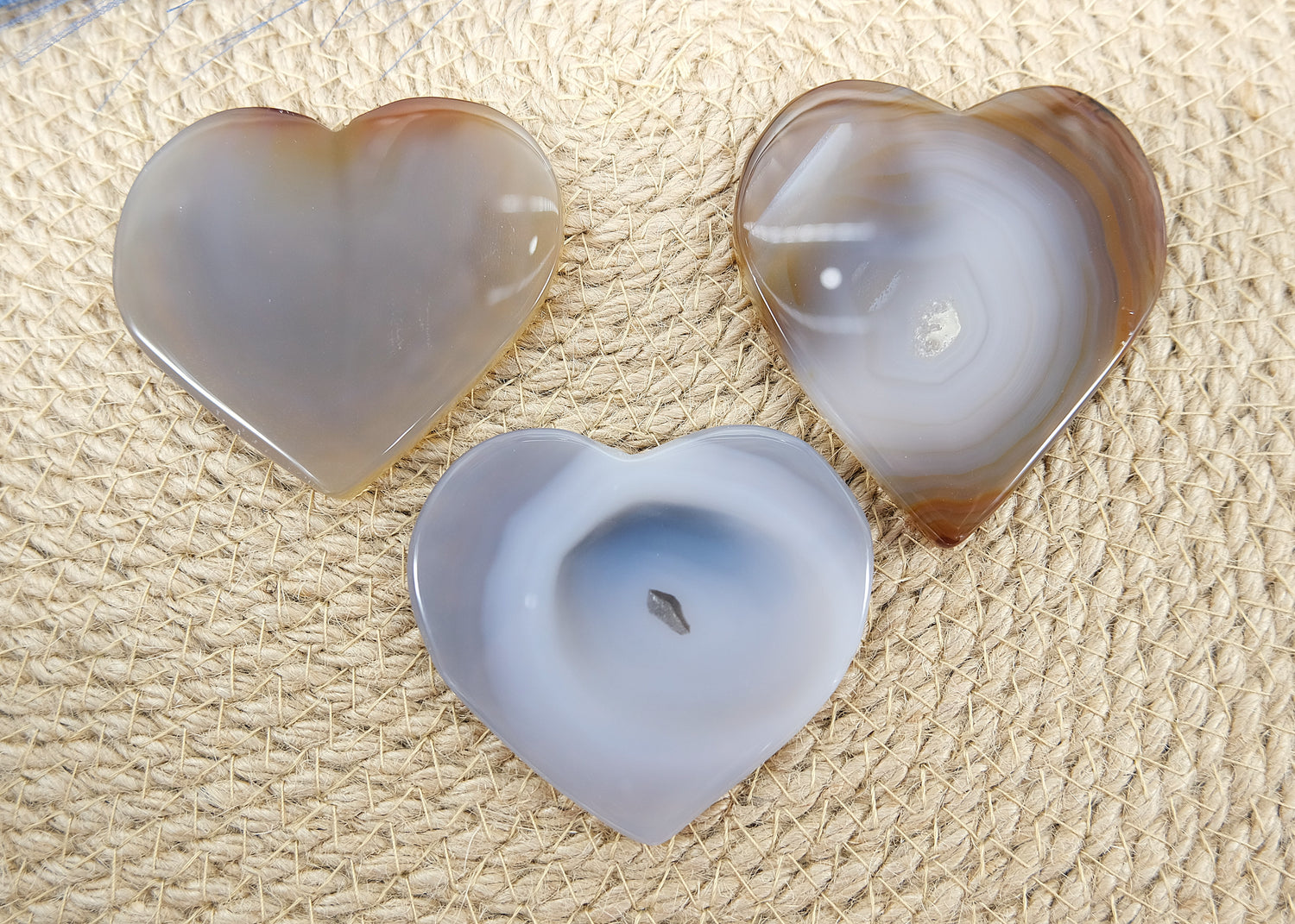 Natural Polished Heart Shaped Agate Slices