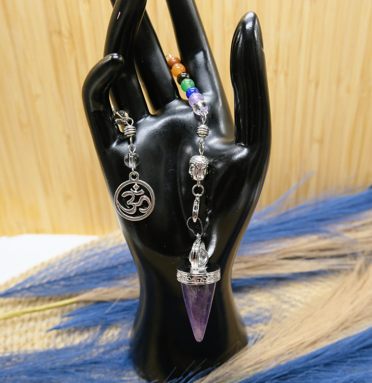 Ohm Chakra Pendulum - Amethyst | These Pendulums Are Bracelet, Pendant And Traditional Pendulum