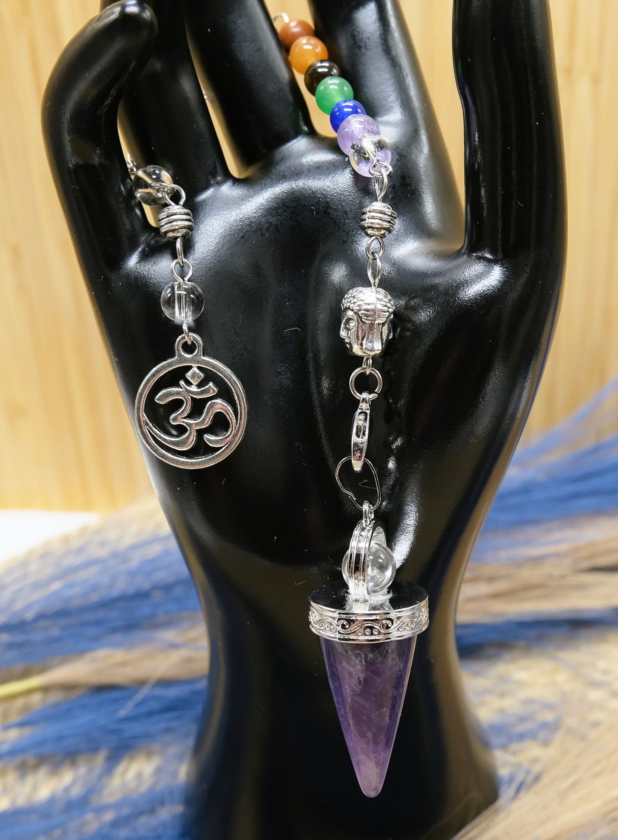 Ohm Chakra Pendulum - Amethyst | These Pendulums Are Bracelet, Pendant And Traditional Pendulum