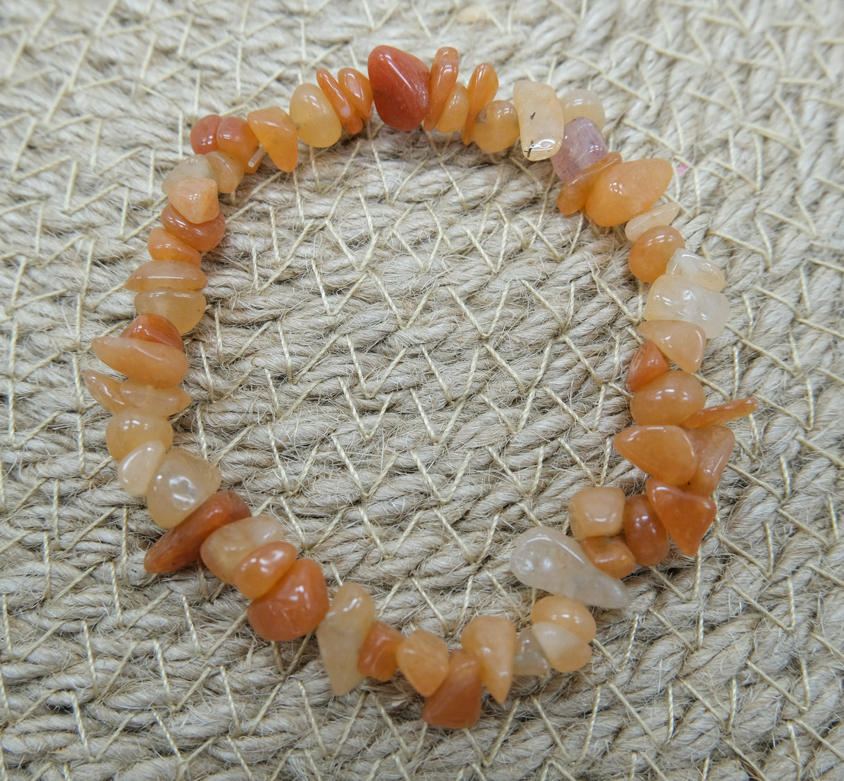 Natural Orange Aventurine Gemstone Chip Stretchy Bracelet