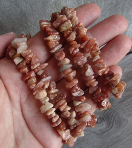 Natural Orange Aventurine Gemstone Chip Stretchy Bracelet