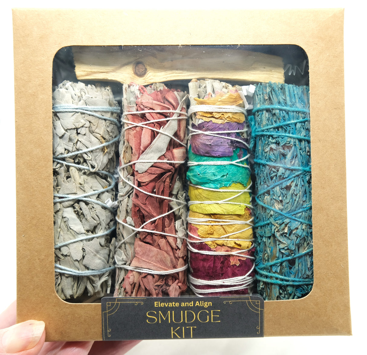 Palo Santo and White Sage Smudge Kit | Includes Nag Champa Sage, Dragons Blood Sage, 7 Chakra Rose Sage