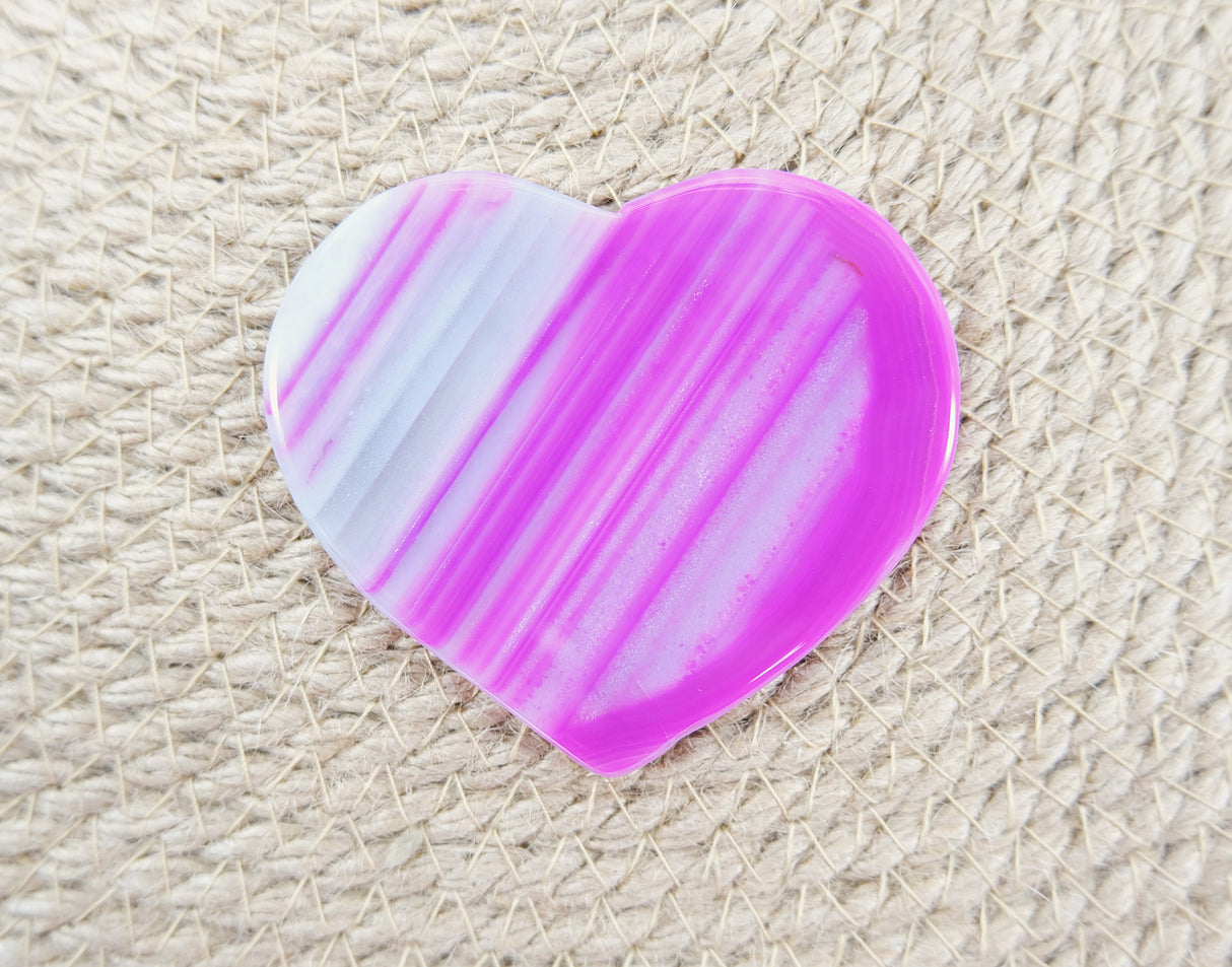 Pink Polished Heart Shaped Agate Slices