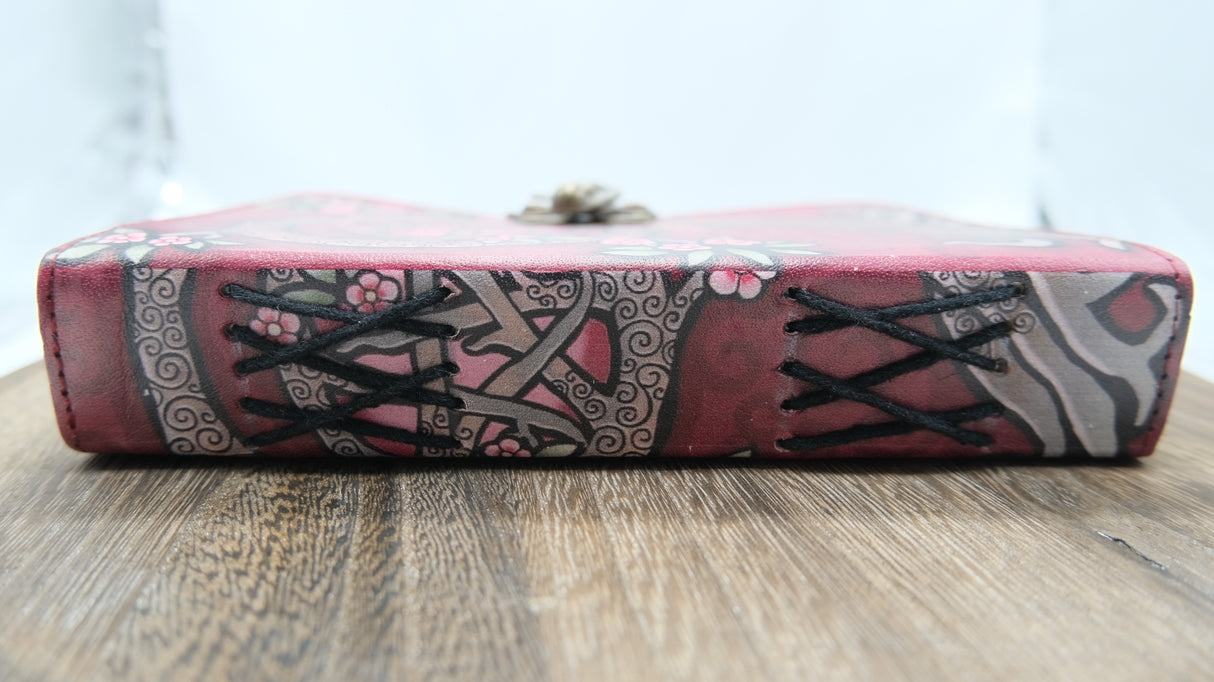 Pink Tree Pentacle Leather Blank Page Journal with Latch | Journaling | Diary | Spell Book