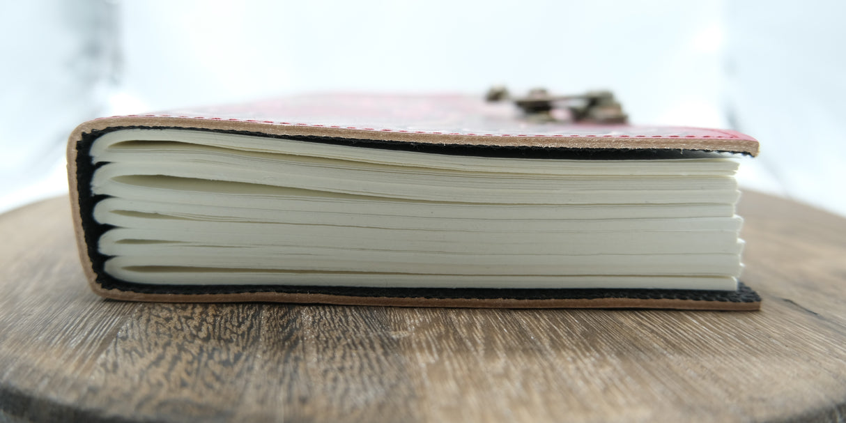 Pink Tree Pentacle Leather Blank Page Journal with Latch | Journaling | Diary | Spell Book