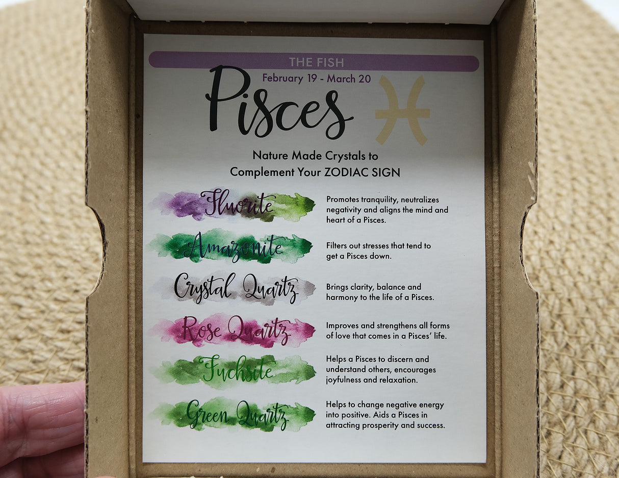Zodiac Crystal Gift Set | Box of 6 Gemstones That Correspond With Your Zodiac Sign