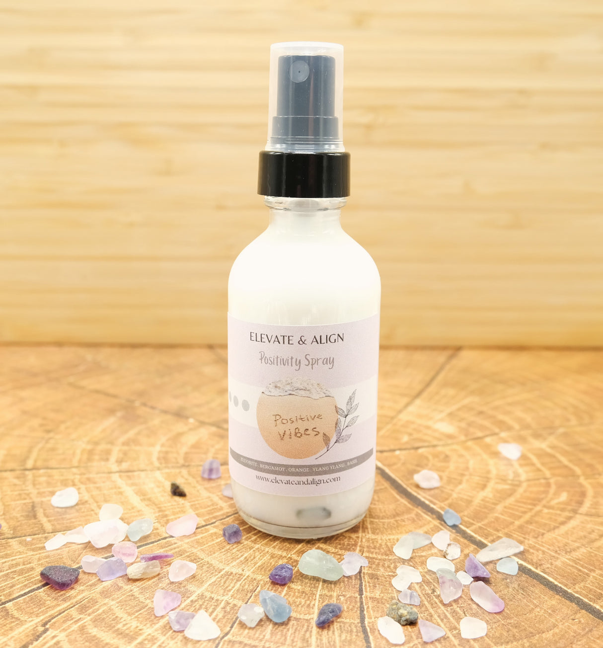Positivity Intention Crystal Perfume Spray | Ritual Spray | With Fluorite Crystals | Smudge Spray | Reiki Charged
