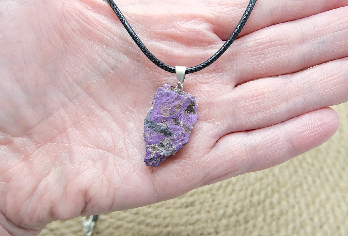 Purpurite with Heterosite Rough Pendant Necklace