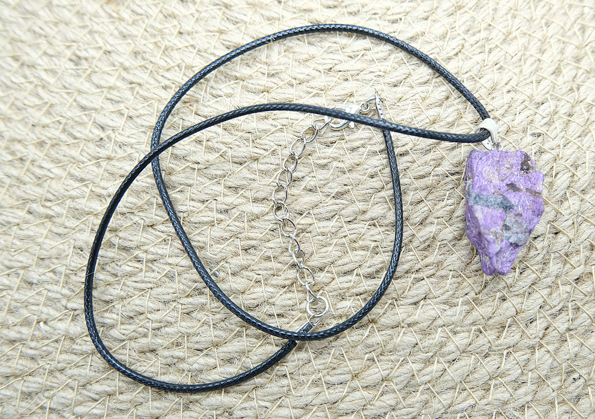 Purpurite with Heterosite Rough Pendant Necklace