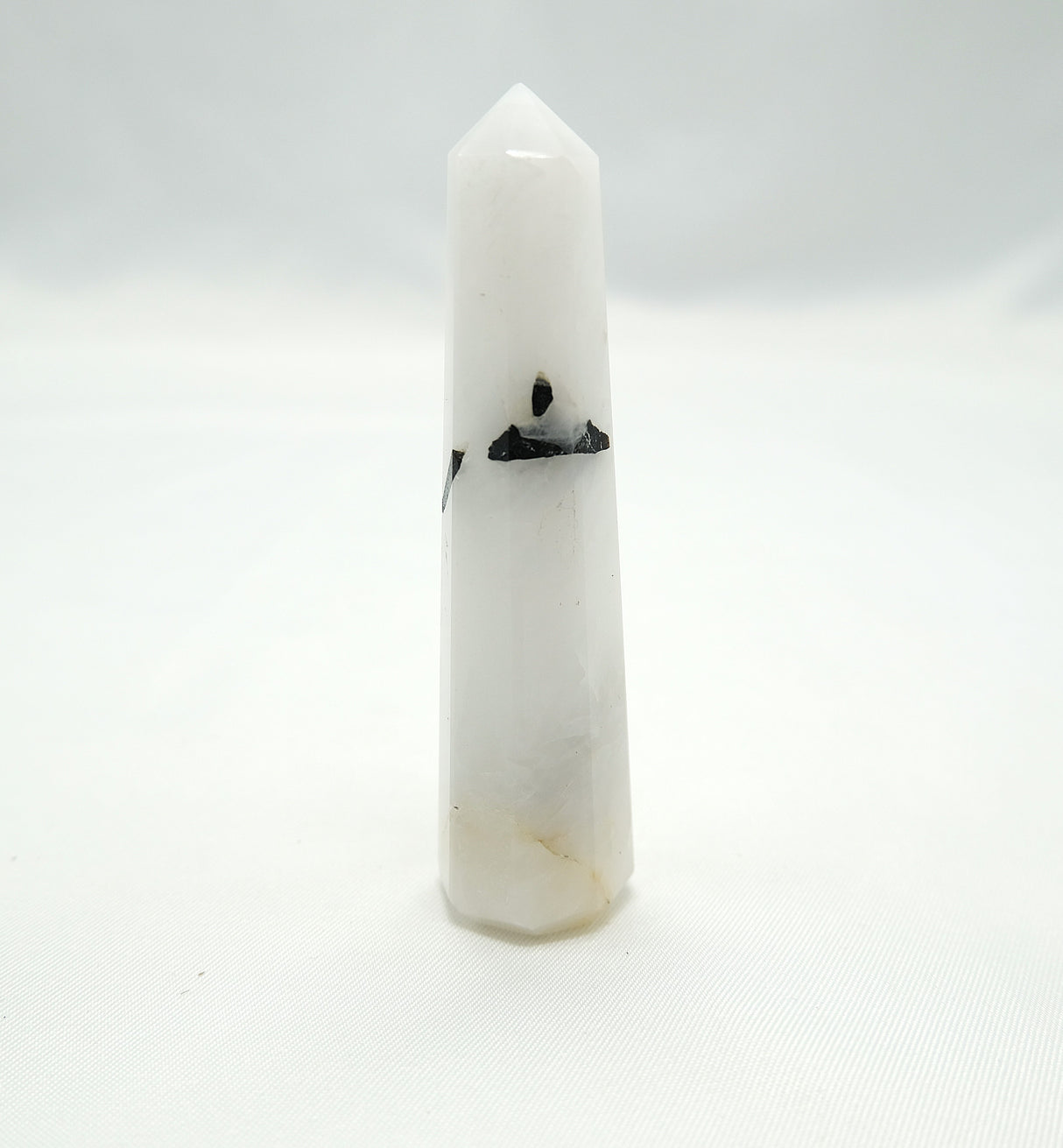 Black Tourmaline in Quartz Obelisk | Protection • Grounding • Energy Clearing • Amplification