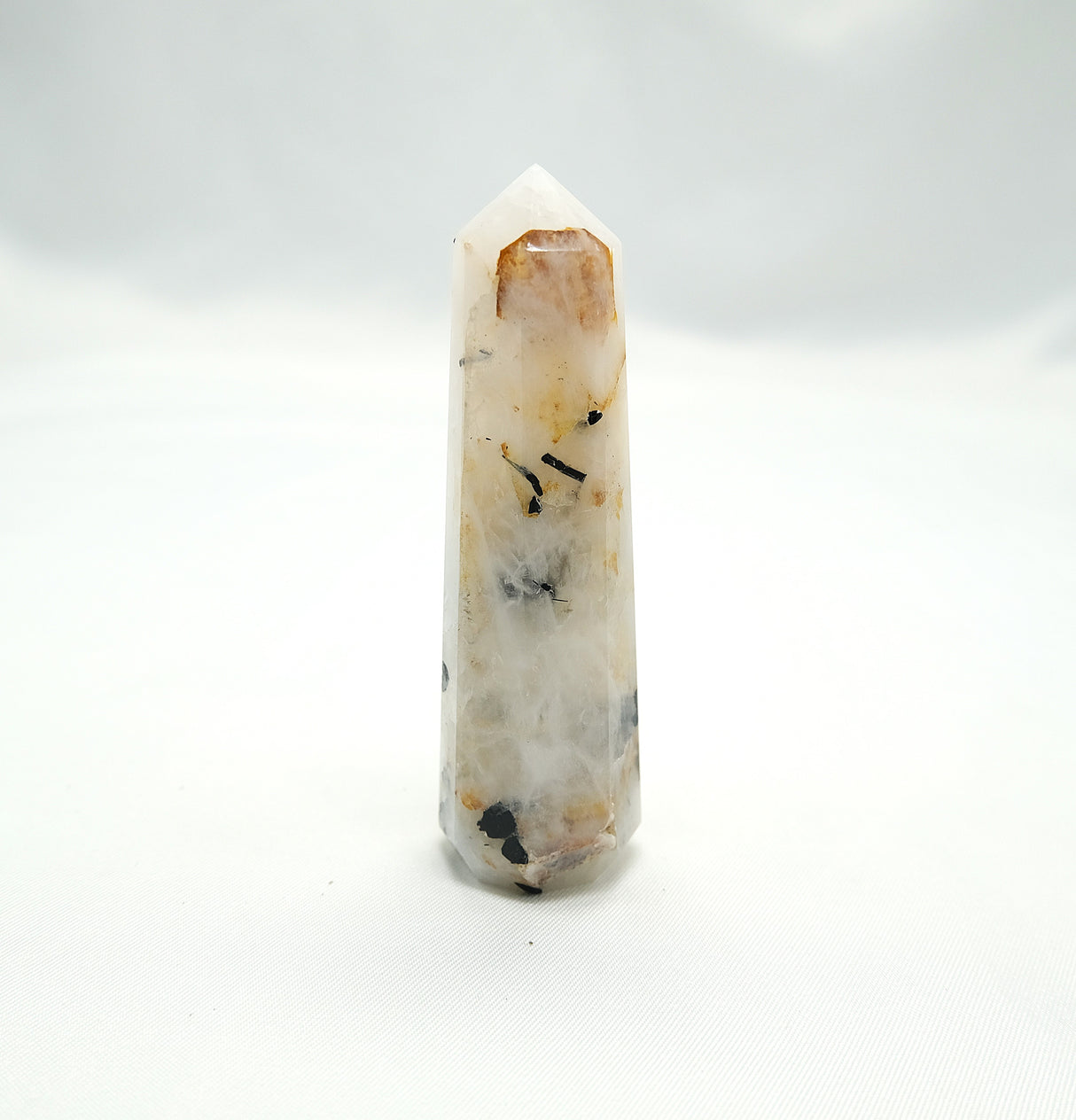 Black Tourmaline in Quartz Obelisk | Protection • Grounding • Energy Clearing • Amplification