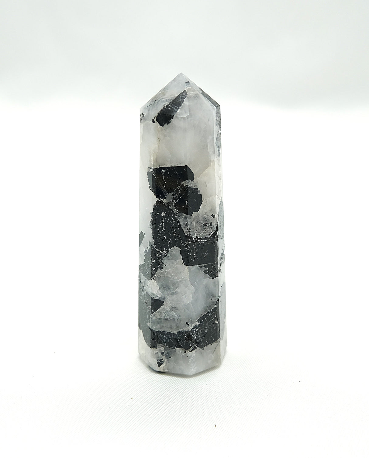 Black Tourmaline in Quartz Obelisk | Protection • Grounding • Energy Clearing • Amplification