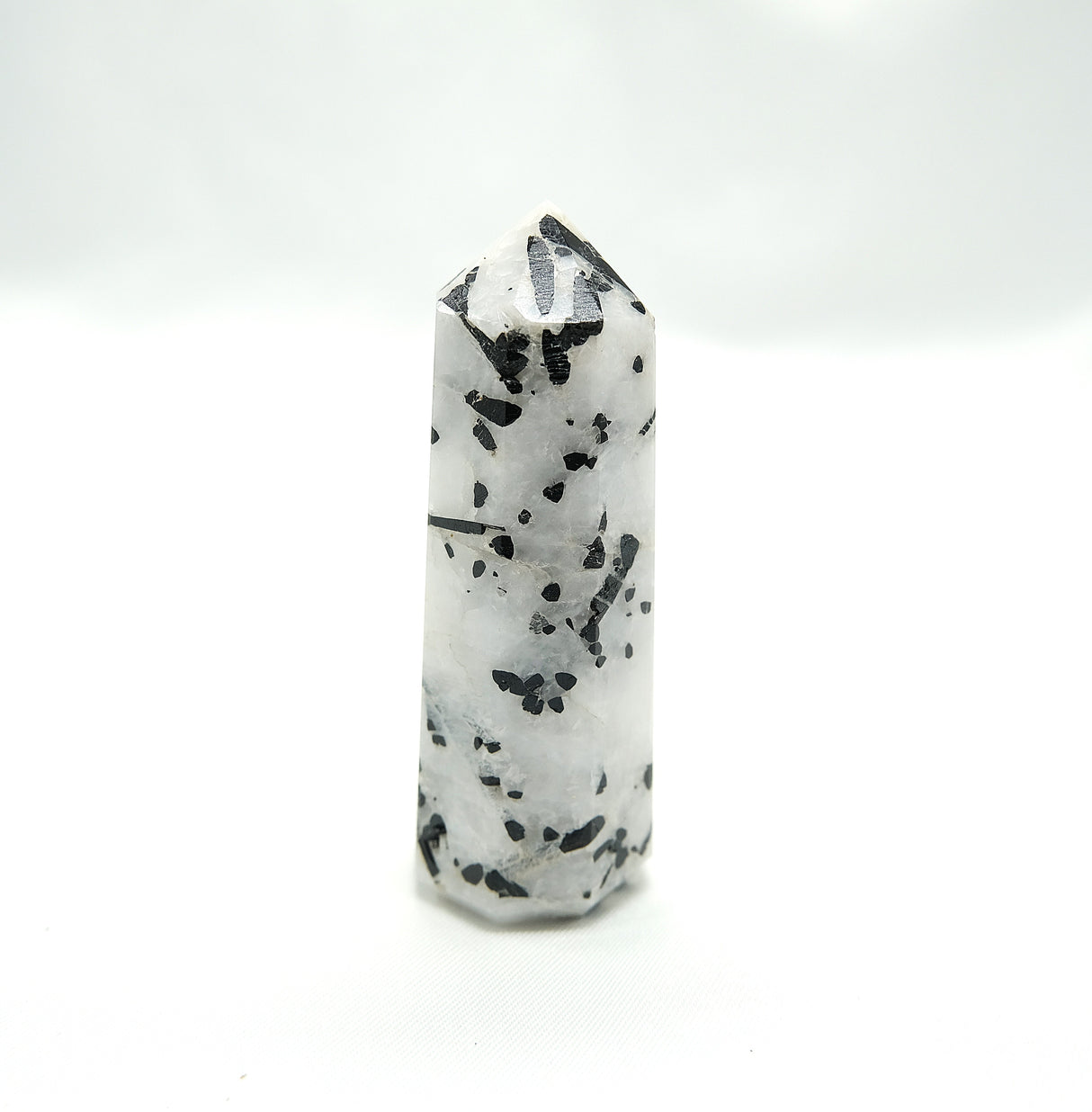 Black Tourmaline in Quartz Obelisk | Protection • Grounding • Energy Clearing • Amplification
