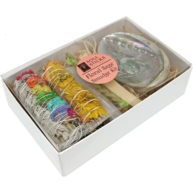 Rainbow with Yellow Floral Sage Smudge Kit | Manifestation Kit | Reiki Charged