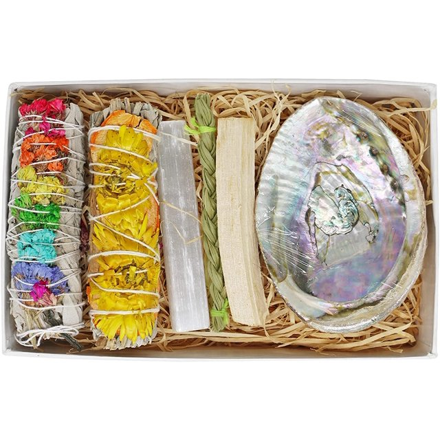 Rainbow with Yellow Floral Sage Smudge Kit | Manifestation Kit | Reiki Charged