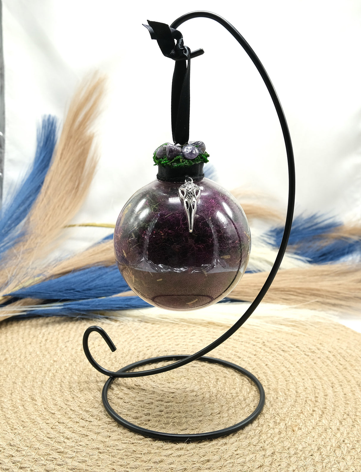 Raven Skull Witch Ball - Witchy Decor
