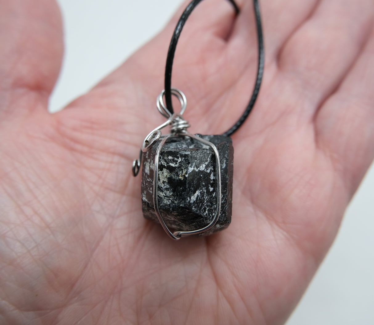 Raw Black Tourmaline Wire Wrapped Pendant Necklace | Rough Natural Tourmaline Pendant