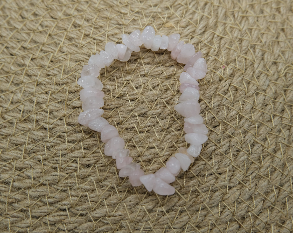 Natural Rose Quartz Gemstone Chip Stretch Bracelet