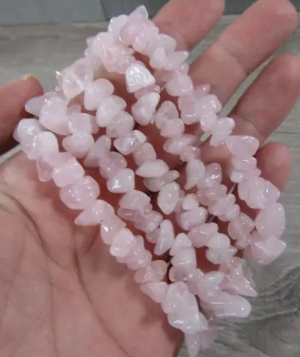 Natural Rose Quartz Gemstone Chip Stretch Bracelet