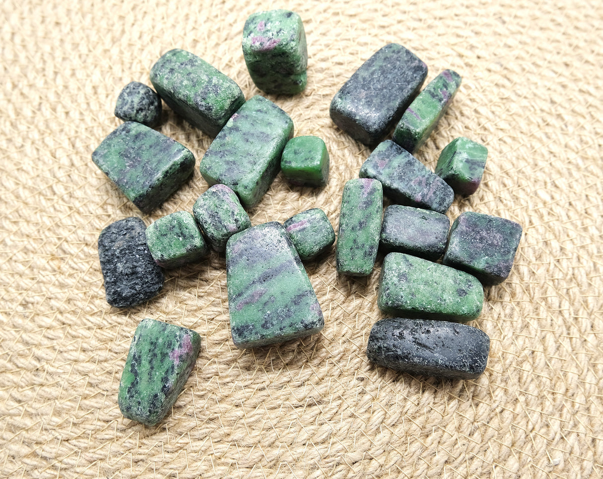 Tumbled Ruby Zoisite Cubed Stones