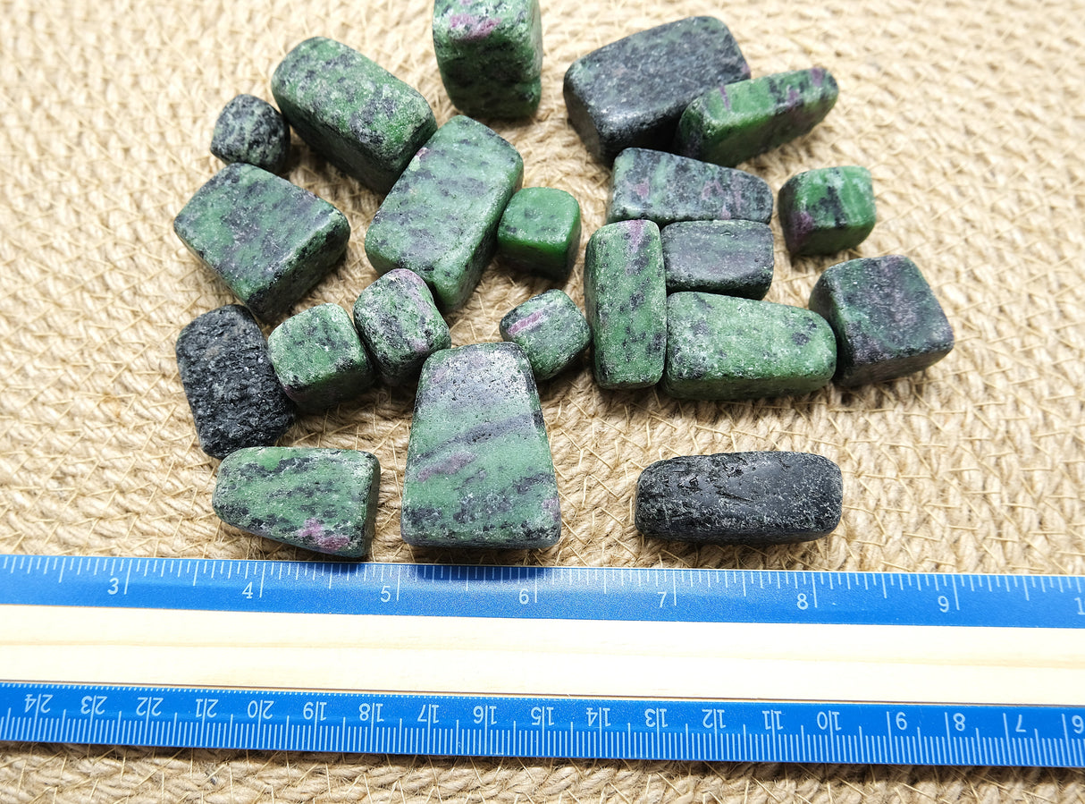 Tumbled Ruby Zoisite Cubed Stones